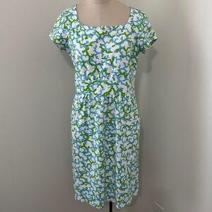 J McLaughlin Medium Sheath Dress ~ Catalina Cloth Stretch Blue Green Preppy